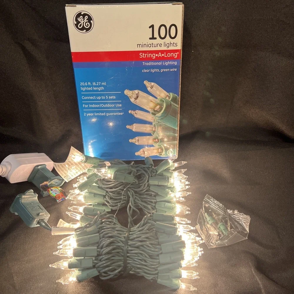 GE 100 Miniature Lights Clear‎ Lights White Wine NIB
